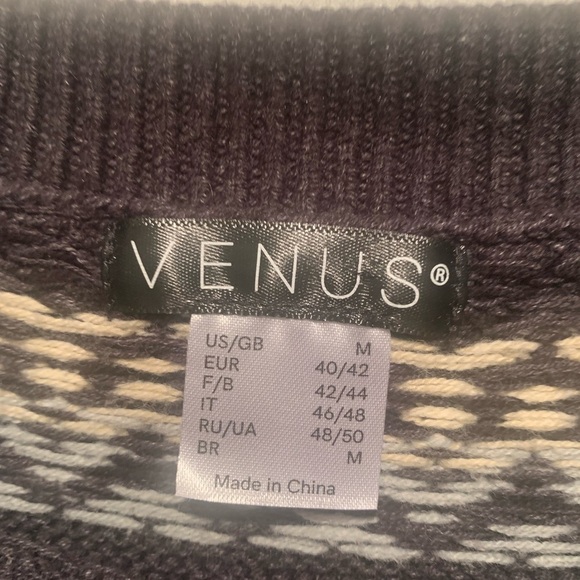 Venus fair isle grey sweater with embellishments and lace up sleeves M - Picture 3 of 14